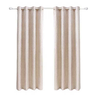 China Blackout Jacquard Grommet Ready Made Curtains For Bedroom Champagne for sale