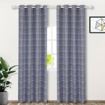 China Blackout Factory Blackout Curtains Drapes And Luxury Curtains For Living Room Bedroom Striped Blue for sale