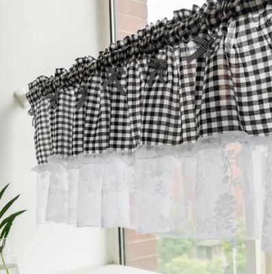 China Custom Blackout Factory Farmhouse Plaid Darkening Window Curtains Curtins Valance Ready Made Ruffled Half Bedroom Closet Kitchen for sale