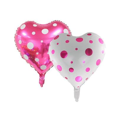 China Gift Toy Wholesale 18 Inch Heart Shape White Pink Polka Dot Foil Balloons Bride Wedding Decoration Valentine's Day Supplies Balloon for sale