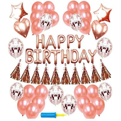 China Party Decoration Birthday Decoration Rose Gold Balloons Series Birthday Party Decoration Happy Birthday Foil Balloon for sale