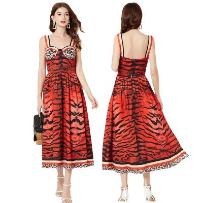 China MANNI Anti-wrinkle women's summer leopard print tube dress upper sexy slim fit red casual outfits with chest pad for sale