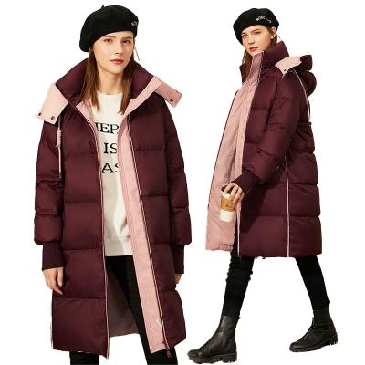 China MANNI Anti-wrinkle Minimalism Winter Women's Down Jacket Patchwork Hooded Zipper Duck Down Coat Women White for sale