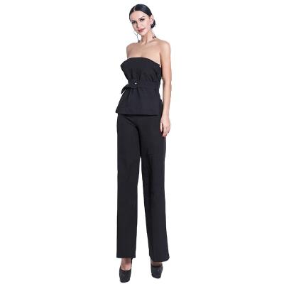 China MANNI Breathable Women's Casual Two Piece Outfits - Sexy Ruffle Crop Tops With Belt Long Pants Tracksuit Set for sale