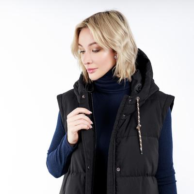 China Anti-Wrinkle Women's Hooded Long Vest Winter Fashion Down Jacket for sale