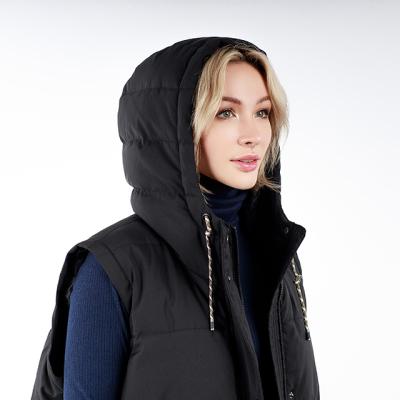 China Anti-wrinkle winter hooded cloak stripper coat long long down jacket women's stripper jacket winter vest long vest for sale