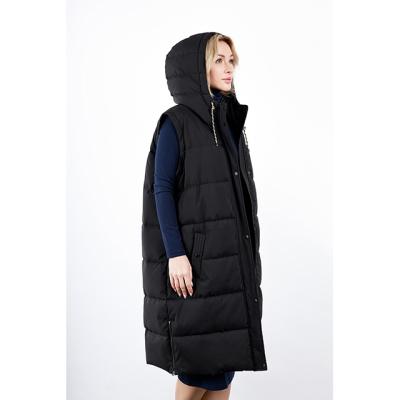 China 2021 Winter Women's Anti-Wrinkle Long Vest Hooded Vest Down Vest Hooded Jackets for sale