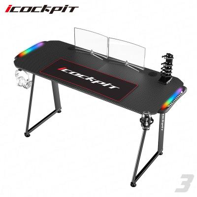 China (Other) Icockpit 2021 Custom Modern Home Office Computer A Adjustable Shaped Multi Colors RGB LED Game Table PC Gaming Desk For Gamer for sale