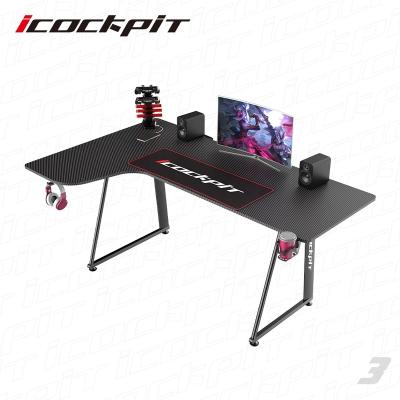 China (Other) 2021 Hot Selling Computer Desk Adjustable Icockpit E-sports Racing Style Home Office Gaming Desk L-Shaped Corner Table For Gamer for sale