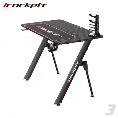 China (Others) Icockpit Gaming Desk Ergonomic Adjustable Ergonomic Cheap PC Gamer Metal Table Home Office Escritorio Computer Gaming Desks With Led Lights for sale