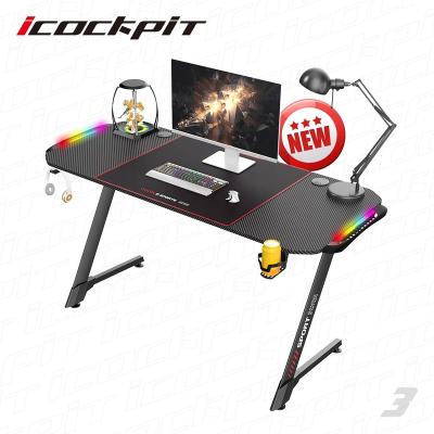 China (Other) Saitu RGB Light OEM E-sports Elements Large Adjustable Gaming Table Gaming Desk with RGB Lights for sale