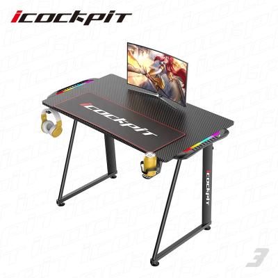 China Cheap Ergonomic Computer Game Table Gaming Desk (Other) Icockpit Adjustable With RGB Lights for sale