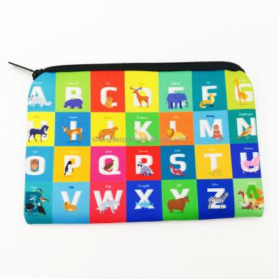 China Lady Alphabet Makeup Bag Waterproof Soft Neoprene Cosmetic Bag Zippered Storage Pouch Printing Toiletry Bag Pencil Case Organizer for sale