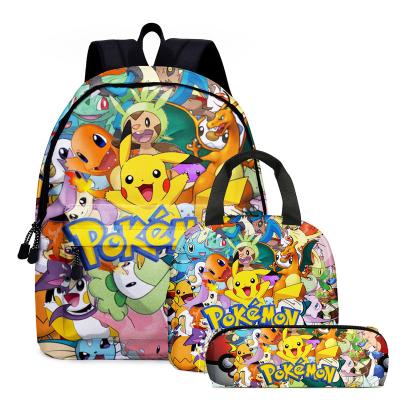 China Other Pikachu Print Women Men Backpack School Bag For Girl Boys Bookbag Kids Satchel Custom School 3Pcs Set Backpack for sale