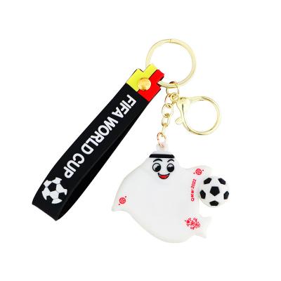 China Chain 2022, Barber Shop World Cup Fans Gifts Main Qatar 3D Mascot Holder Pendant Phone Memorial Decor Bag Soccer Fans Gift for sale