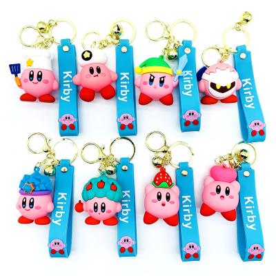 China Barber Shop Hot Selling 3D Kawaii Plastic Key Ring Cartoon Llavero PVC Cute 8 Designs Kirby Keychain Pink for sale