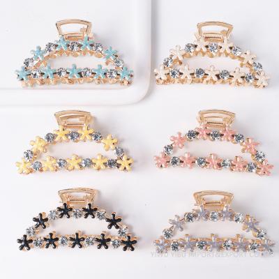 China Hair Accessories 2021 High Quality Hair Accessories Combine Hairpin Claw Clips Rectangle Rhinestone Geometric Woman Metar Hair Clips for sale