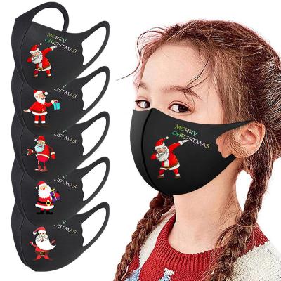 China Christmas Party Mask Kids Black Cloth Facemask Reusable Breathable Washable Face Masks Custom Christmas Masking for sale