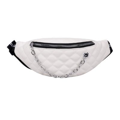 China Outdoor Water Proof Fashion Wholesale Leisure PU Trunk Bag Women Chain Decorative Fanny Pack for sale