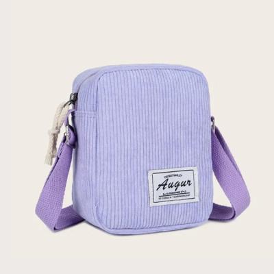 China 2022 New High Quality Custom Logo Lady Mini Lavender Corduroy Personal Single Shoulder Bag for sale