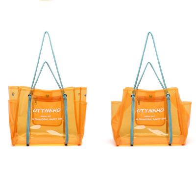 China Fashion Custom Logo High Quality Clear Large Capacity Transparent Women Tote Bag for sale