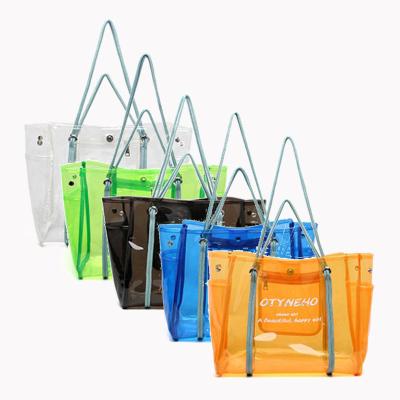 China Wholesale Fashion Size Custom Transparent Women Handbag Large Capacity PVC Clear Beach Jelly Tote Bag for sale