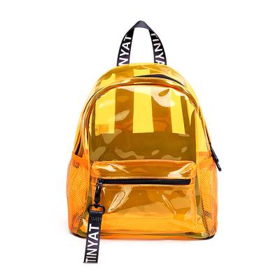 China Kids Waterproof Transparent Backpack Yellow Girls Clear PVC School Bags for sale