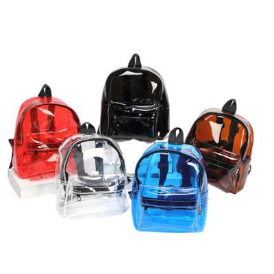 China Customized Size Waterproof Mini School Bag Girl Transparent Jelly Color Clear PVC Backpack for sale