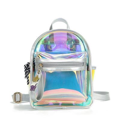 China Waterproof Fashion PVC Holographic Transparent Clear Backpack With Custom Logo for sale