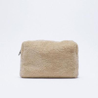 China Fashionable Custom Yellow Terry Cloth Makeup Pouch Girls Small Size Towel Cosmetic Bags for sale