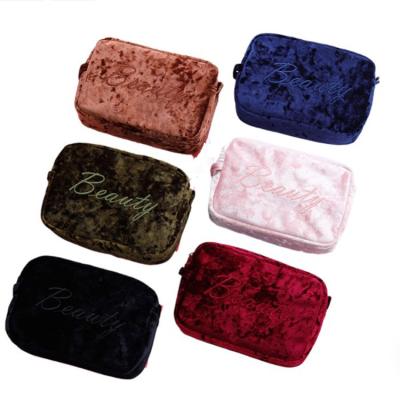 China Custom Portable Various Colors Red Velvet Girls Fashoion Shape Cosmetic Bag for sale