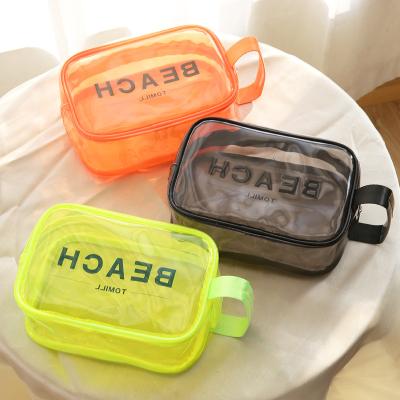 China Selling PVC Travel Cosmetic Bag Set Waterproof Dustproof Shockproof Hot Transparent Color Waterproof Cosmetic Bag With Logo for sale