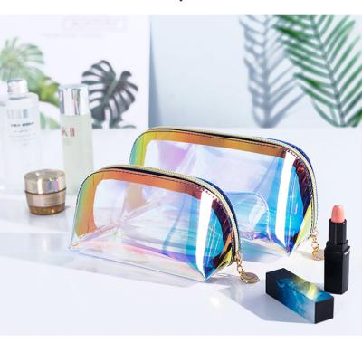 China Custom Fashion Shape Cheap Waterproof PVC Zipper Clear Holographic Laser Cosmetic Pouch for sale