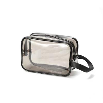 China Fashion Custom Transparent Waterproof Capacity Laser LOGO Pvc Cosmetic Pouch Large Waist Portable Clear Holographic Makeup Bag for sale