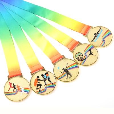 China Custom China Factory Logo 3D Metal Painting Medal Gold Silver Bronze Sports Games Medal for sale