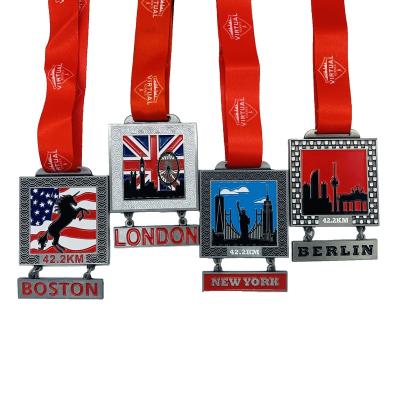 China China Xieyuan manufactures custom white gold 3d metal fiesta soccer medals sport running marathon silver bronze medal for sale