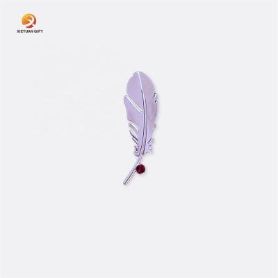 China Europe Customized Brooch Custom Metal Feather Style Fashion Design OEM Logo Enamel Badge Lapel Pin Soft Hard for sale