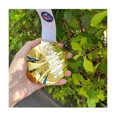 China China Xieyuan custom with ribbon logo manufacturing souvenir gold plated soccer bike marathon running empty sports metal medal for sale