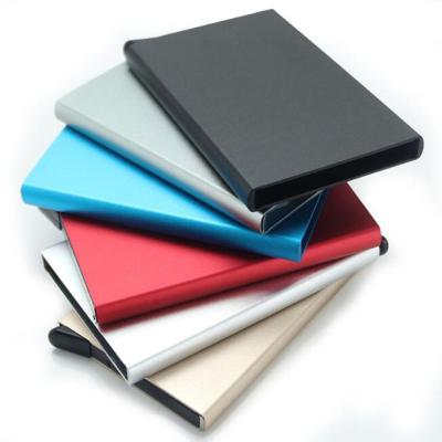 China Hot Selling Fashion Custom Fashionable Logo PVC Leather Aluminum Metal RFID Blocking ID Credit Card Sleeve Card Holder for sale