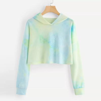 China New QUICK DRY Casual Loose Sweatshirt Dye Link Design Crop Print Hoodies For Girl Women for sale