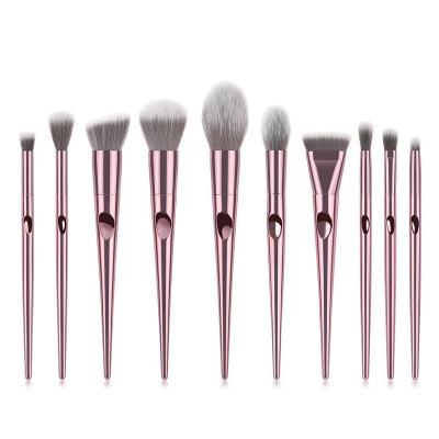 China Angular Blush Professional Private Label 10 Pieces Makeup Brush Set With Cosmetic Brush With Bag for sale