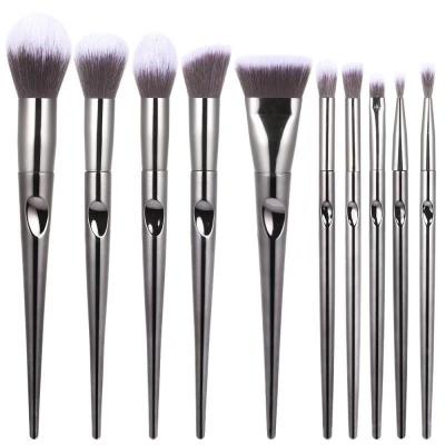 China Angular Blush Custom Logo 10 Pcs Private Label Stand Base Cosmetic Makeup Brush Set for sale