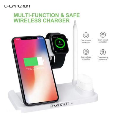 China Top Selling Amazon Foldable Dock 4in1 Charging Station 3 in 1 Wireless Charger Station for Apple Pencil iPhone Airpod iwatch pro for sale