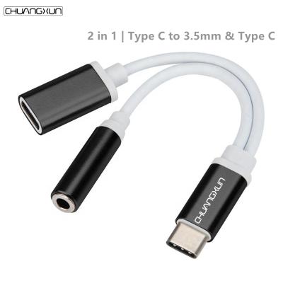 China Cheapest Factory Price Mobile Phone Type C To 3.5mm Earphone Jack 2 In 1 Audio Adapter Cable With Charging For Huawei Mate 30pro/Mi 9/10/10pro for sale