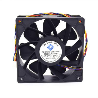 China Most Popular Cooler PBT 120mm Fan 4Pin 12038 DC Fans 6000RPM 12v 2.70a 120*120*38 12cm High Speed for sale