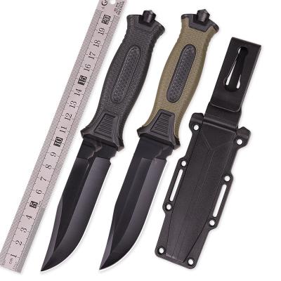 China Military Tactical Style Comfortable Rubber Handle Fixed Blade Hunting Knife Military Tactics Outdoor Camping Emergency Survival Knives with Kydex Sheath for sale