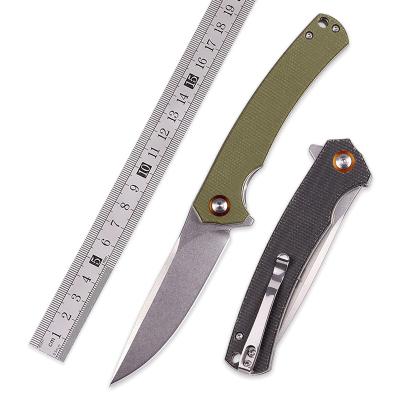 China 2022 New Design Light Weight D2 Style Pocket Knife Steel Folding Black Micarta Handle Survival Portable Camping Self Defense EDC Outdoor Knife for sale