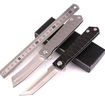 China Creative Design KJDG17 High-grade Titanium Handle Sharp Folding Knife Camping Outdoor Self Defense Knife With Clip for sale