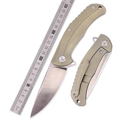 China Exquisite Sharp High-end Titanium Ceramic Military Tactical Folding Handle D2 Ball Bearing Military Knife Ball Bearing Outdoor Survival Knives for sale