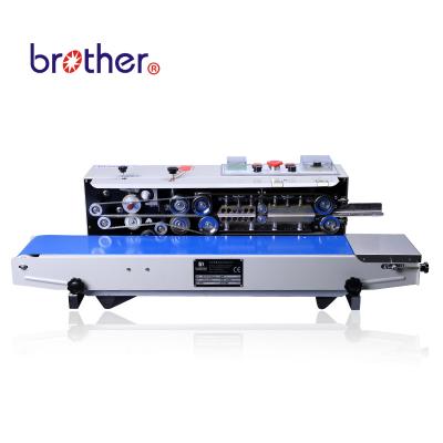 China Food Brother Ink Printing Continuous Strip Sealer, Automatic Horizontal Plastic Bag Pouch Sealing Machine FRD1000W for sale